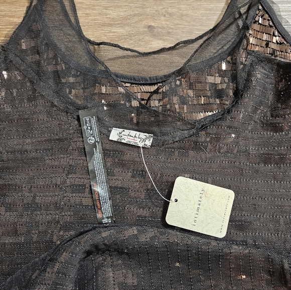 NWT Free People Woman's Dress Slip A- line Sequin Mini Brown Sz L - Picture 10 of 12